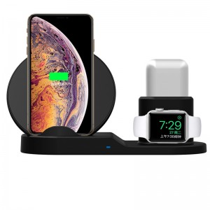 KPS-9302HC 3in1 qi nhanh 10W đồng hồ đeo tay tai nghe sạc không dây